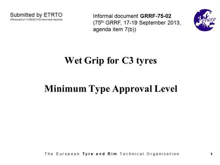 Wet Grip for C3 tyres Minimum Type Approval Level