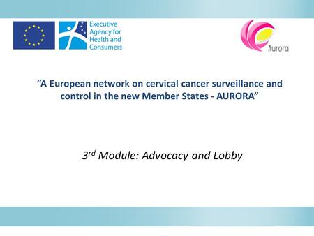 “A European network on cervical cancer surveillance and control in the new Member States - AURORA” 3 rd Module: Advocacy and Lobby.