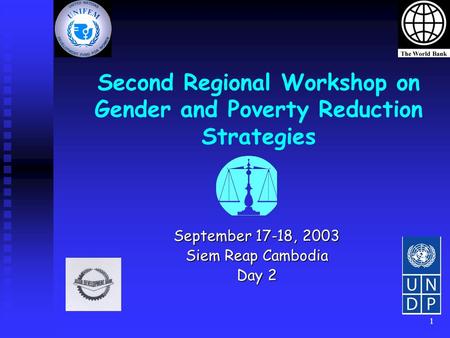 1 Second Regional Workshop on Gender and Poverty Reduction Strategies September 17-18, 2003 Siem Reap Cambodia Day 2.