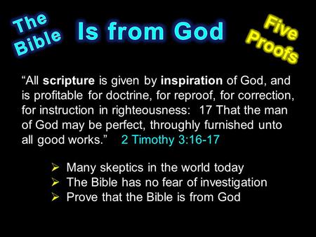 Is from God The Five Bible Proofs