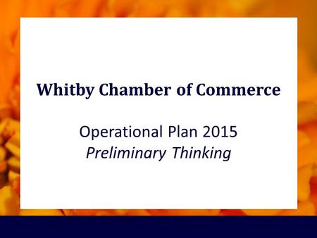 Whitby Chamber of Commerce Operational Plan 2015 Preliminary Thinking.