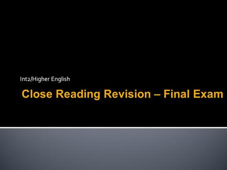 Close Reading Revision – Final Exam