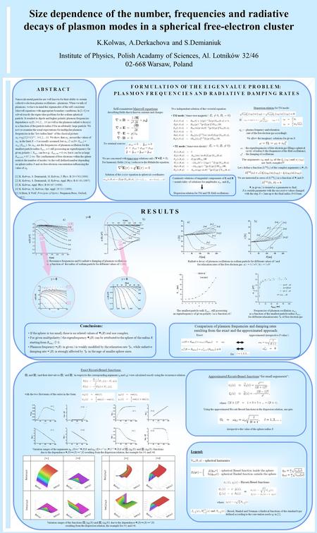 (M.eq.) Size dependence of the number, frequencies and radiative decays of plasmon modes in a spherical free-electron cluster K.Kolwas, A.Derkachova and.