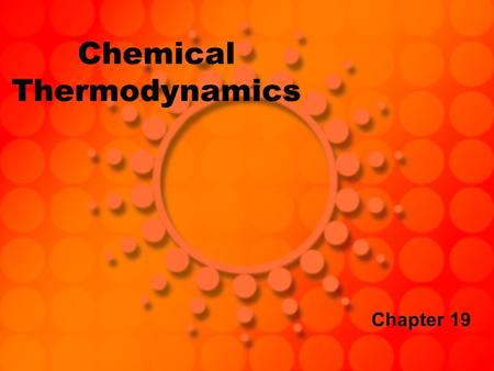 Chemical Thermodynamics