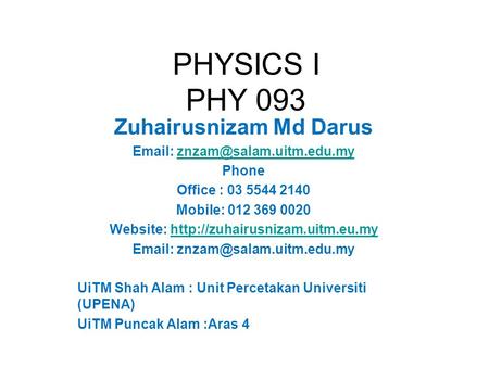 Zuhairusnizam Md Darus Website: