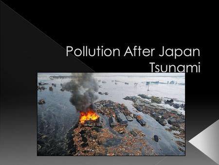  Types of pollution caused by the Japan’s Tsunami: › Water pollution  Soil Contaminants and physical contaminants;  Oil spills; › Nuclear pollution.