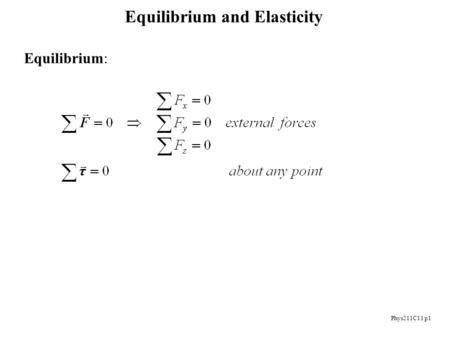 Equilibrium and Elasticity