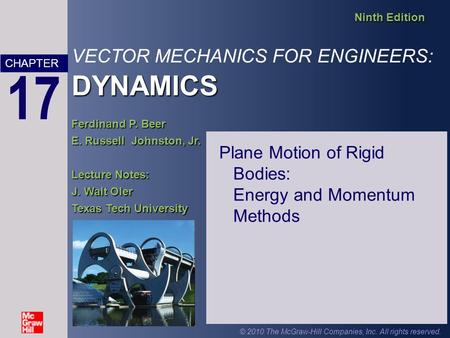 Plane Motion of Rigid Bodies: Energy and Momentum Methods