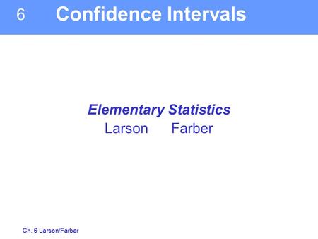 Elementary Statistics