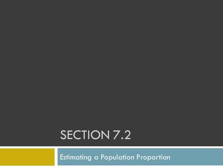 Estimating a Population Proportion