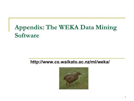 Appendix: The WEKA Data Mining Software