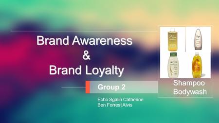 Brand Awareness & Brand Loyalty Group 2 Echo Sgalin Catherine Ben Forrest Alvis ShampooBodywash.