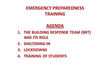 EMERGENCY PREPAREDNESS TRAINING