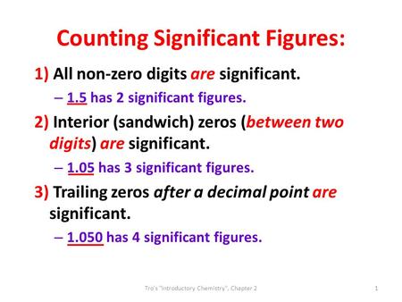 Counting Significant Figures: