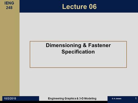 Dimensioning & Fastener Specification