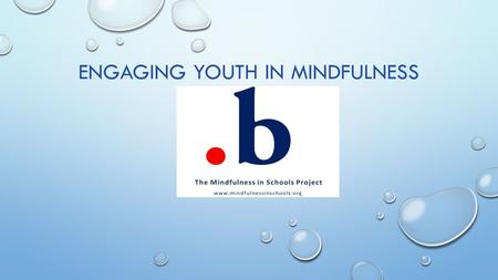 ENGAGING YOUTH IN MINDFULNESS. To empower students with emotional intelligence to create resilience for a life time of mental well-being. OBJECTIVE OF.