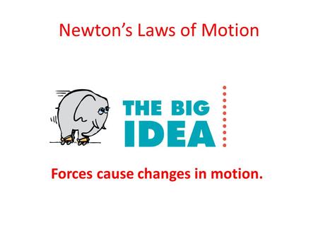 Newton’s Laws of Motion Forces cause changes in motion.