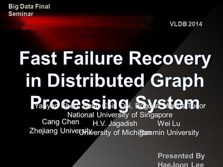 Presented By HaeJoon Lee Yanyan Shen, Beng Chin Ooi, Bogdan Marius Tudor National University of Singapore Wei Lu Renmin University Cang Chen Zhejiang University.