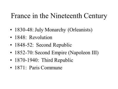 France in the Nineteenth Century