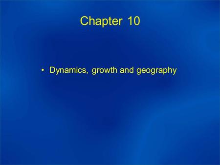 Chapter 10 Dynamics, growth and geography. Long term equilibrium adjustment: dλ i /λ i = η(w i – ω) Value of η sets the speed of adjustment but in general.