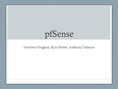 PfSense Garrison Vaughan, Kyle Nester, Anthony Taliercio.