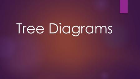 Tree Diagrams. * The tree diagram is an important way of organizing and visualizing outcomes.