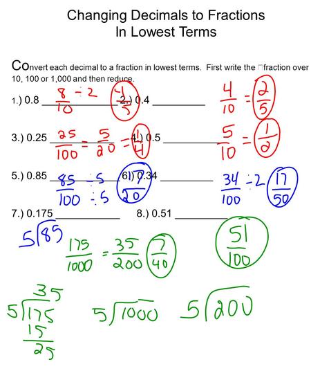 Changing Decimals to Fractions