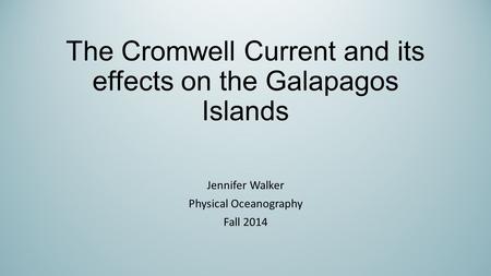 The Cromwell Current and its effects on the Galapagos Islands