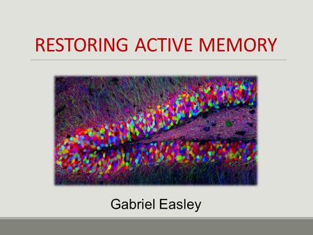 RESTORING ACTIVE MEMORY Gabriel Easley. What It Is ◦DARPA (Defense Advanced Research Projects Agency) is developing a brain implant that will be wired.