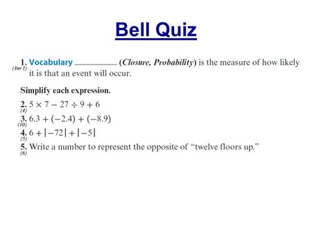 Bell Quiz.