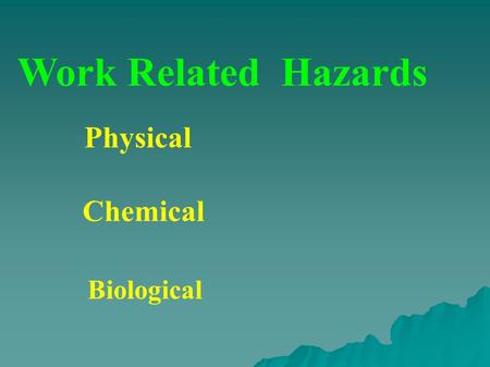 Work Related Hazards Physical Chemical Biological.