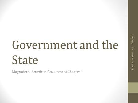 Government and the State