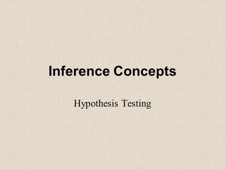 Inference Concepts Hypothesis Testing. Confidence IntervalsSlide #2 Inference Sample Statistic Population Parameter Hypothesis/Significance Testing –assess.