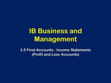 IB Business and Management