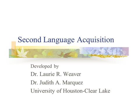 Second Language Acquisition