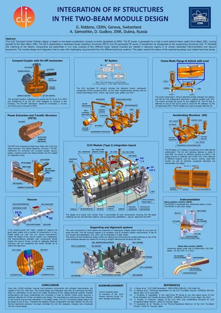 INTEGRATION OF RF STRUCTURES IN THE TWO-BEAM MODULE DESIGN G. Riddone, CERN, Geneva, Switzerland A. Samoshkin, D. Gudkov, JINR, Dubna, Russia Abstract.