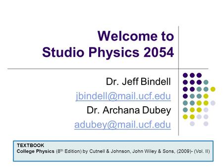 Welcome to Studio Physics 2054