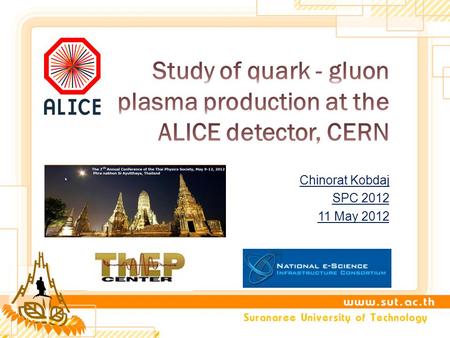 Chinorat Kobdaj SPC 2012 11 May 2012.  What is heavy ion physics?  What is ALICE?