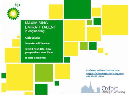 MAXIMISING EMIRATI TALENT MAXIMISING EMIRATI TALENT in engineering To make a difference To help employers To find new data, new perspectives, new ideas.