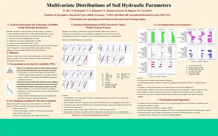 Multivariate Distributions of Soil Hydraulic Parameters W. Qu 1, Y. Pachepsky 2, J. A. Huisman 1, G. Martinez Garcia 3, H. Bogena 1, H. Vereecken 4 1 Institute.