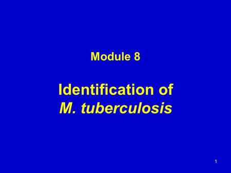 Module 8 Identification of M. tuberculosis