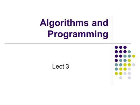 Algorithms and Programming