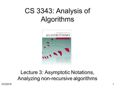 CS 3343: Analysis of Algorithms