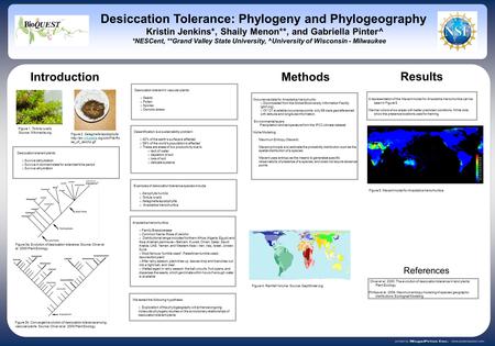 Methods Desiccation Tolerance: Phylogeny and Phylogeography Kristin Jenkins*, Shaily Menon**, and Gabriella Pinter^ *NESCent, **Grand Valley State University,