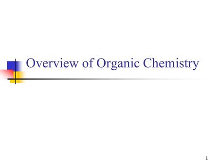 Overview of Organic Chemistry 1. Exer Biochem c0-organic chem 2 Organic chemistry Chemistry of carbon compounds >95% of all known compounds contain carbon.