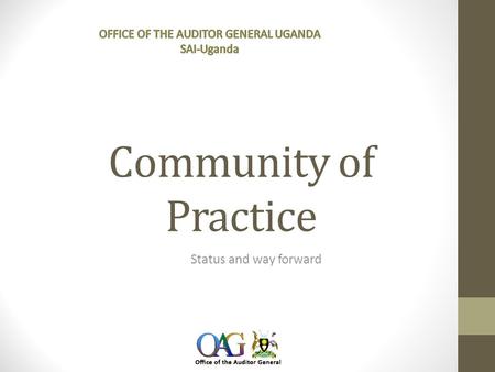 Community of Practice Status and way forward. Background Survey before WGEI meeting 2014, need for Knowledge sharing Networking Outreach CoP Established.