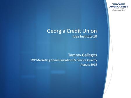 Georgia Credit Union Idea Institute 10 Tammy Gallegos SVP Marketing Communications & Service Quality August 2015.