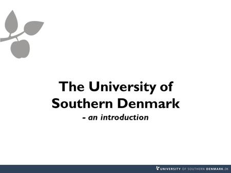 The University of Southern Denmark - an introduction.