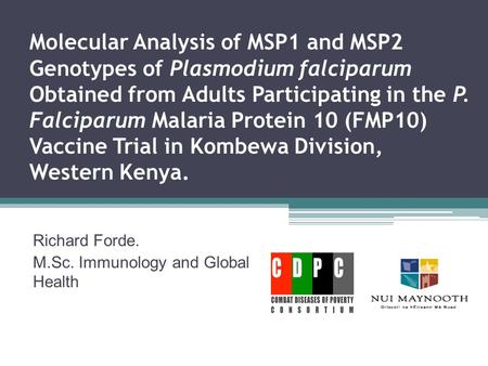 Richard Forde. M.Sc. Immunology and Global Health