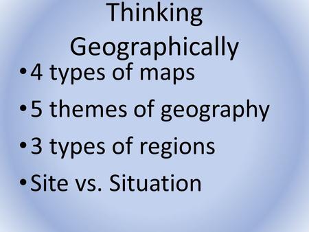 Thinking Geographically